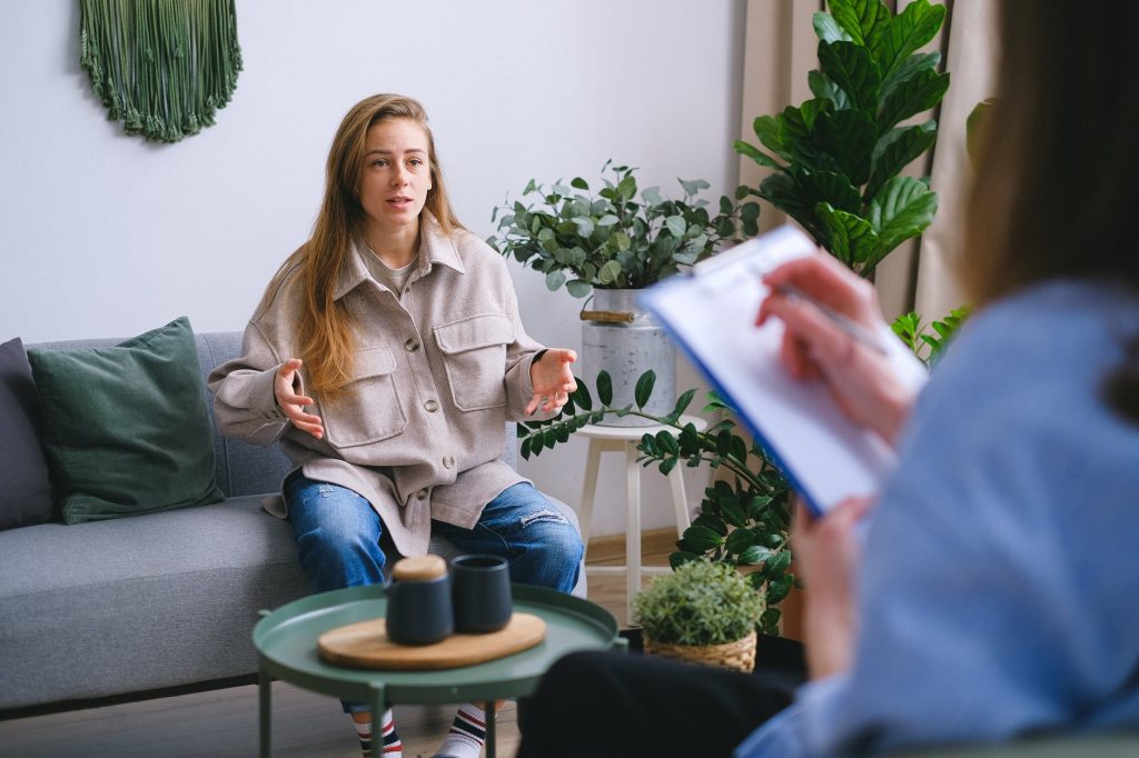 A person with borderline personality disorder undergoing psychotherapy